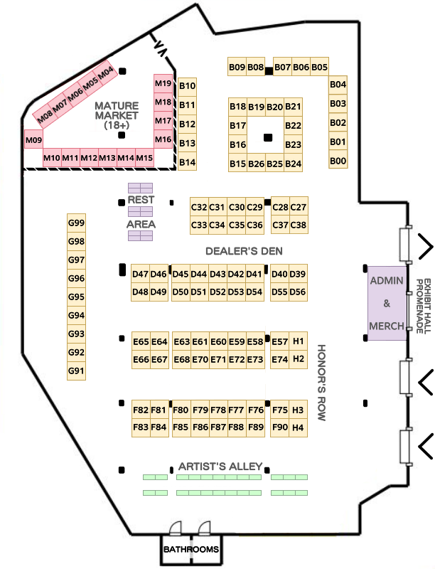 A map of the Dealers Den for Furry Migration 2026